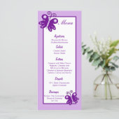 25 Menu Labels Paarse Lente Tijd Vlinder (Staand voorkant)