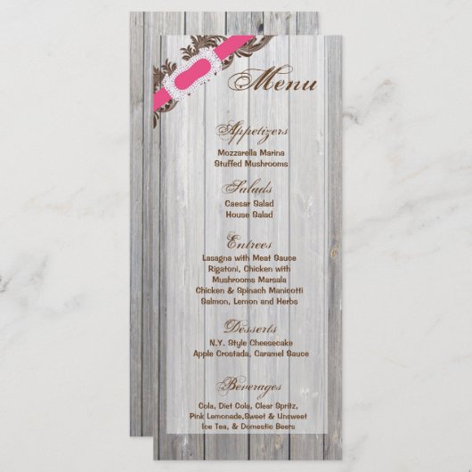 25 Menukaarten Barn Wood Wit Wash Rustic Land Menu (Voorkant / Achterkant)