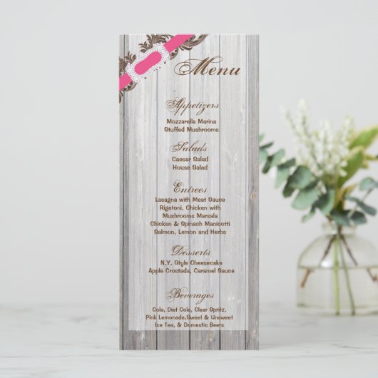 25 Menukaarten Barn Wood Wit Wash Rustic Land Menu (Staand voorkant)