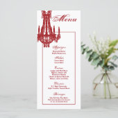 25 Menukaarten Crystal Chandelier Glitz Glamor Dia Menu (Staand voorkant)