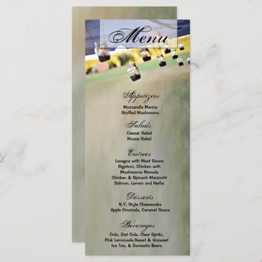 25 Menukaarten Mason Jar Candle Holders Land Menu (Voorkant / Achterkant)