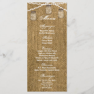 25 Menukaarten Mason Jar String Lights Burlap Pota Menu
