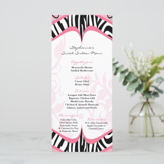 25 Menukaarten Meisjes vlinderbloempatroon afdrukk Menu (Staand voorkant)