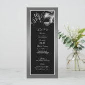 25 menukaarten Mis XV Silver Black Party Menu (Staand voorkant)