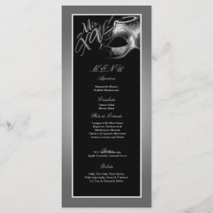 25 menukaarten Mis XV Silver Black Party Menu