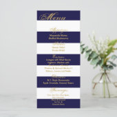 25 Menukaarten Moderne Stripe Navy White Contempor Menu (Staand voorkant)