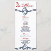 25 Menukaarten Navy Nautical Knot Anchor Blue Red Menu (Voorkant)