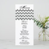 25 menukaarten Silver Glitter Chevron Zig Zag Prin Menu (Staand voorkant)