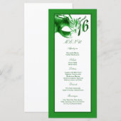 25 menukaarten Sweet 16 Green Party Menu (Voorkant / Achterkant)