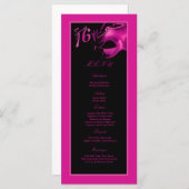 25 menukaarten Sweet 16 Hot Pink Black Party Menu (Voorkant / Achterkant)