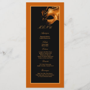 25 Menukaarten Sweet 16 Oranje Black Party Menu