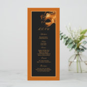 25 Menukaarten Sweet 16 Oranje Black Party Menu (Staand voorkant)