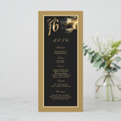 25 Menukaarten Sweet 16 Paarse Gold Party Menu (Staand voorkant)