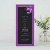 25 Menukaarten Sweet 16 Paarse Lila Black Party Menu (Staand voorkant)