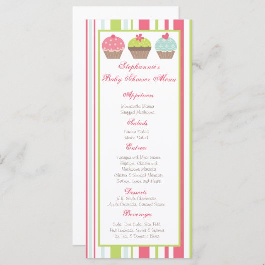 25 Menukaarten Tea Party roze pastaart Menu (Voorkant / Achterkant)