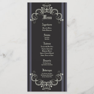 25 Menukaarten Zwart Stropdas Affair Filigree Scro Menu