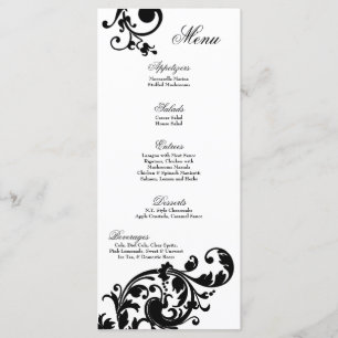 25 Menukaarten Zwart wit Floral Filigree Flower Menu