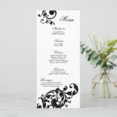 25 Menukaarten Zwart wit Floral Filigree Flower Menu (Staand voorkant)