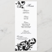 25 Menukaarten Zwart wit Floral Filigree Flower Menu (Voorkant)