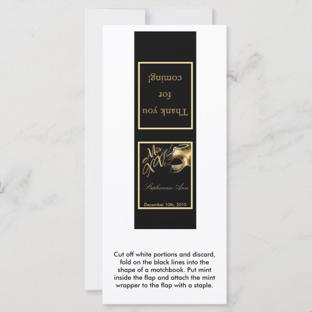 25 Mint Matchbooks Mis XV Gold Black (Voorkant)