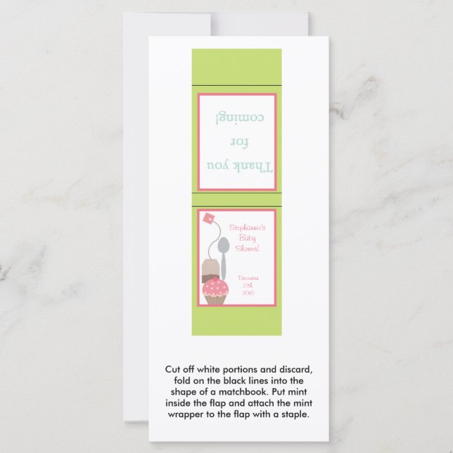 25 Mint Matchbooks Tea Party Pink Pastel Cupcake (Voorkant)