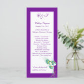 25 Moderne Paarse Peacock bruiloft programma's (Staand voorkant)