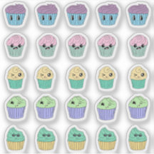 25 Mooie Kawaii Cupcake Stickers Vel
