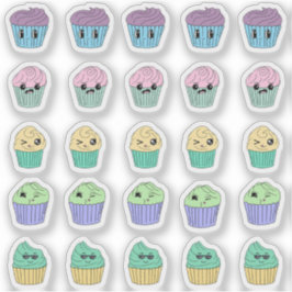 25 Mooie Kawaii Cupcake Stickers Vel