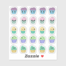 25 Mooie Kawaii Cupcake Stickers Vel
