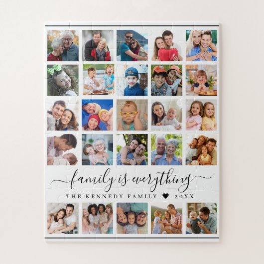 25 Multi Fotocollage Quote Familienaam Legpuzzel (Verticaal)