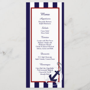25 Nautical Wedding Menu Cards van het Navy Blue A