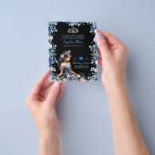 25 Navy Blauwe Quinceanera Jurk Bloemrozen Flyer (Hand)