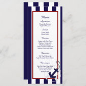 25 Navy Blue Anchor Nautische Wedding Menu Kaarten (Voorkant / Achterkant)