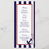25 Navy Blue Anchor Nautische Wedding Menu Kaarten (Voorkant)
