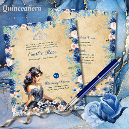 25 Navyblauwe Quinceanera-jurk Bloemrozen Flyer