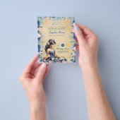 25 Navyblauwe Quinceanera-jurk Bloemrozen Flyer (Hand)