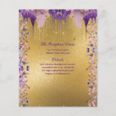 25 Paarse Gouden Sparkle Quinceanera Jurk Bloemen Flyer (Achterkant)