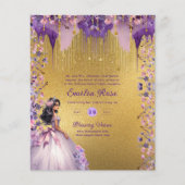 25 Paarse Gouden Sparkle Quinceanera Jurk Bloemen Flyer (Voorkant)