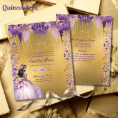 25 Paarse Gouden Sparkle Quinceanera Jurk Bloemen Flyer