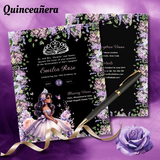 25 Paarse Sering Quinceanera Jurk Bloemige Wisteri Flyer
