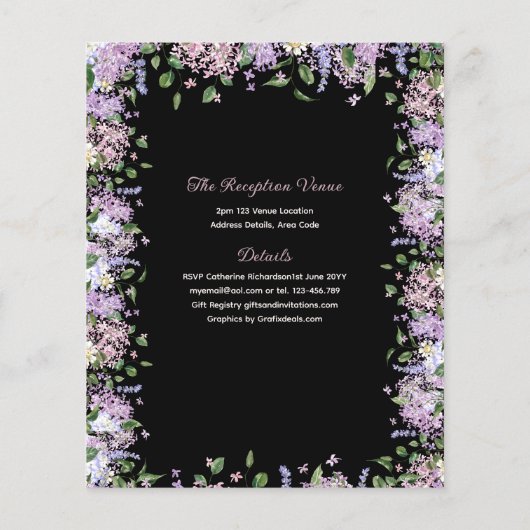 25 Paarse Sering Quinceanera Jurk Bloemige Wisteri Flyer (Achterkant)