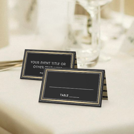 25 Pack Elegant Border Black & Gold Escort Cards Plaatskaartje