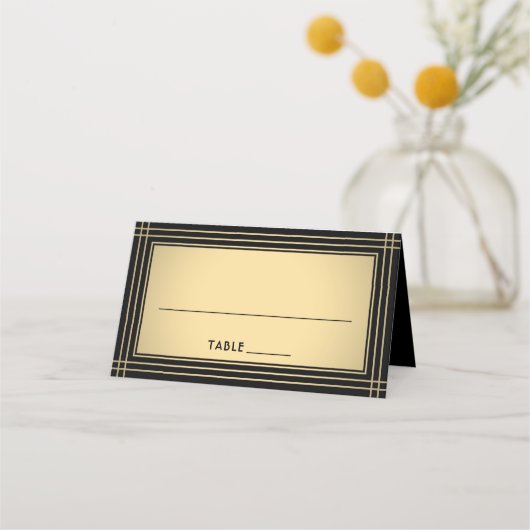 25 Pack Elegant Classic Black & Gold Escort Cards Plaatskaartje (Voorkant)