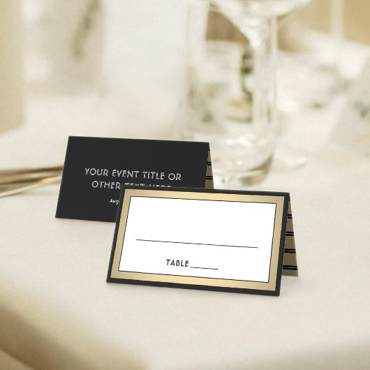 25 Pack Elegant Modern Black & Gold Escort Cards Plaatskaartje