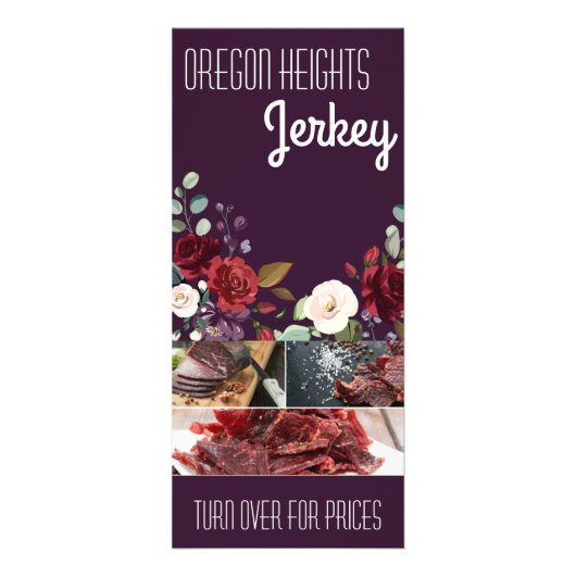 25 Pack Zakelijke prijslijst Plum Paarse Rozen Gou Reclamekaart (Voorkant)