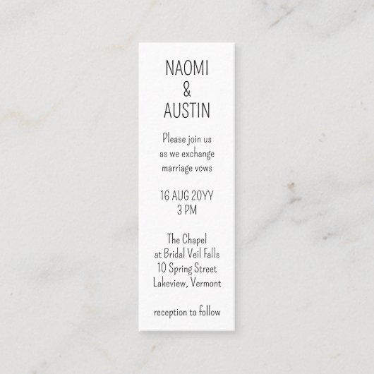 25 pak Mini Huwelijksuitnodiging QR Code Bladwijze Contactkaartje (Voorkant)