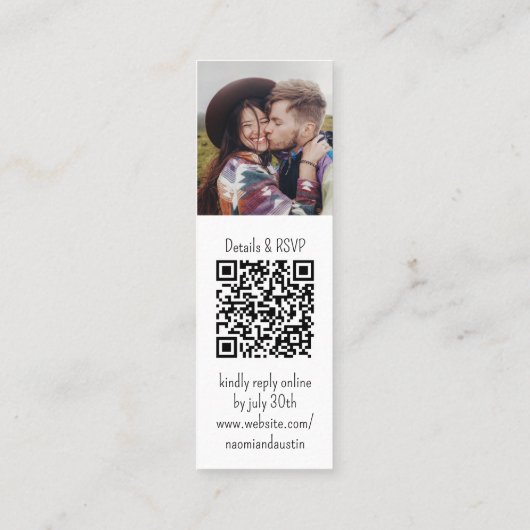 25 pak Mini Huwelijksuitnodiging QR Code Bladwijze Contactkaartje (Achterkant)