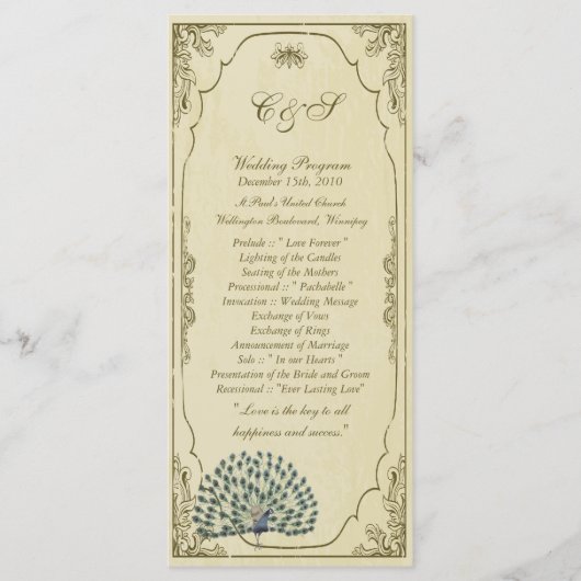 25  pauw bruiloft programma's (Voorkant)