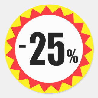25 procent korting stickers rood wit geel