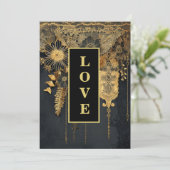 *~ 25 QR RSVP AR26 Gouden kant LIEFDE Luxe bruilof Kaart (Staand voorkant)